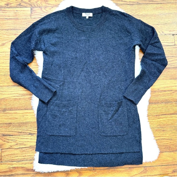 Madewell 100% Cashmere Gray Pullover Pocket Sweater Sz S - Picture 1 of 15